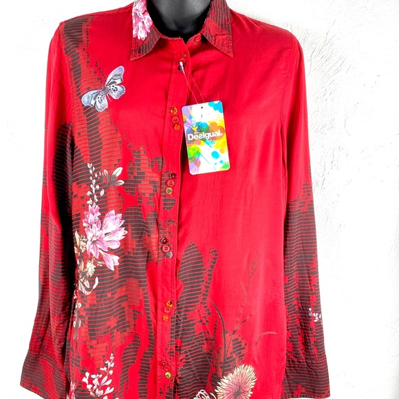 Desigual Long Sleeve Button Front Cam - Picture 1 of 12